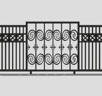 现代室外铁艺大门SU模型下载_sketchup草图大师SKP模型