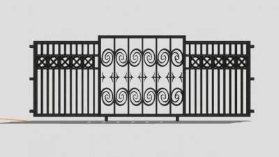 现代室外铁艺大门SU模型下载_sketchup草图大师SKP模型