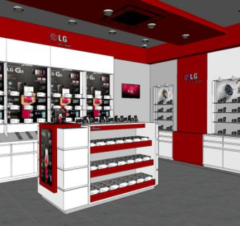 LG手机店SU模型下载_sketchup草图大师SKP模型