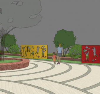 小广场公园景观SU模型下载_sketchup草图大师SKP模型