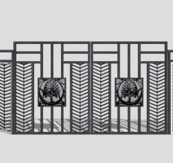 别墅现代铁艺大门SU模型下载_sketchup草图大师SKP模型