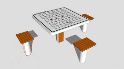 户外棋牌桌棋盘SU模型下载_sketchup草图大师SKP模型