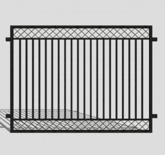 现代围栏铁艺大门SU模型下载_sketchup草图大师SKP模型