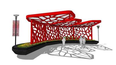 精美的景观廊架SU模型下载_sketchup草图大师SKP模型