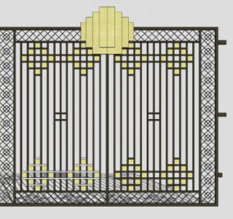 精美铁艺栏杆大门SU模型下载_sketchup草图大师SKP模型