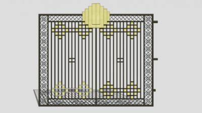 精美铁艺栏杆大门SU模型下载_sketchup草图大师SKP模型