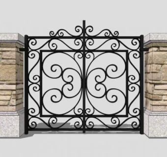 铁艺入口大门SU模型下载_sketchup草图大师SKP模型