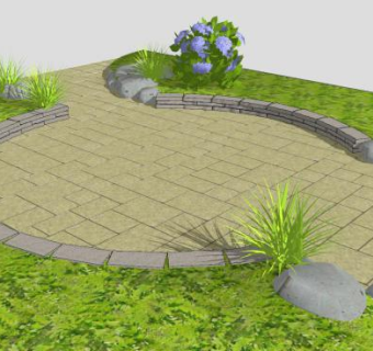 公园花园一角SU模型下载_sketchup草图大师SKP模型