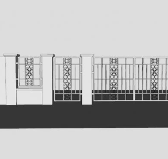 铁艺围墙护栏SU模型下载_sketchup草图大师SKP模型