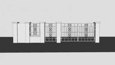 铁艺围墙护栏SU模型下载_sketchup草图大师SKP模型