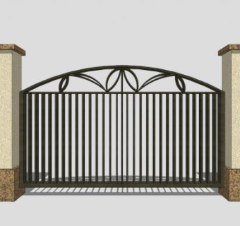 现代简约铁艺大门SU模型下载_sketchup草图大师SKP模型