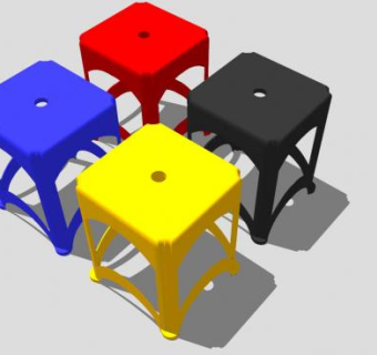 四种颜色塑料凳SU模型下载_sketchup草图大师SKP模型