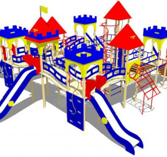 儿童城堡游乐设施滑梯组件SU模型下载_sketchup草图大师SKP模型