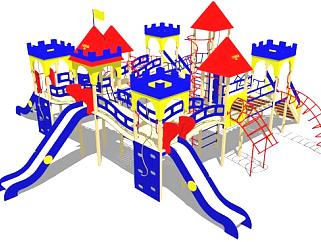 儿童城堡游乐设施滑梯组件SU模型下载_sketchup草图大师SKP模型