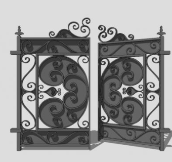 现代精致铁艺大门SU模型下载_sketchup草图大师SKP模型