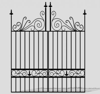 现代精美铁艺大门SU模型下载_sketchup草图大师SKP模型