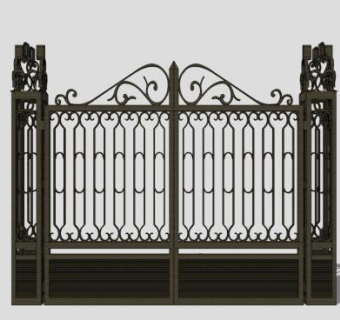 古典欧式精美铁艺大门SU模型下载_sketchup草图大师SKP模型