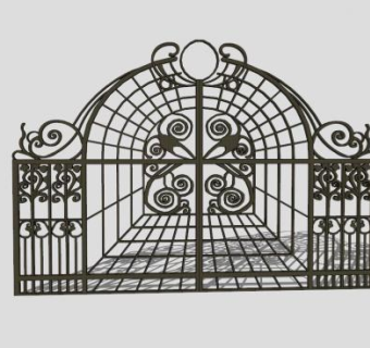 现代创意铁艺大门SU模型下载_sketchup草图大师SKP模型