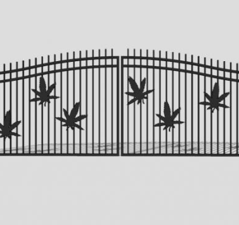 精美枫叶铁艺大门SU模型下载_sketchup草图大师SKP模型