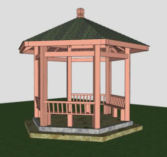 六角凉亭SU模型下载_sketchup草图大师SKP模型