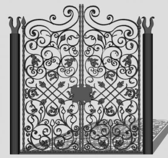 铁艺植物创意大门SU模型下载_sketchup草图大师SKP模型