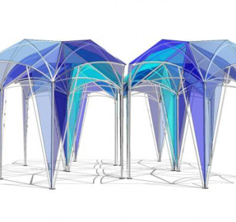 创意艺术遮阳棚遮阳伞SU模型下载_sketchup草图大师SKP模型