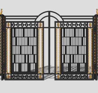 庭院铁艺大门SU模型下载_sketchup草图大师SKP模型