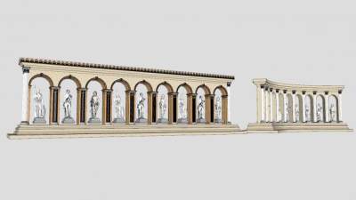 罗马柱廊和欧式人物雕塑雕像SU模型下载_sketchup草图大师SKP模型