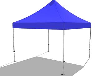 遮篷伞户外蓝色帐篷SU模型下载_sketchup草图大师SKP模型