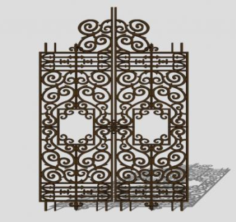 欧式别墅精美铁艺大门SU模型下载_sketchup草图大师SKP模型