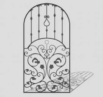 欧式花园铁艺大门SU模型下载_sketchup草图大师SKP模型