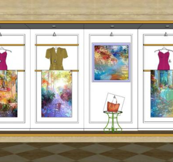 某服装店橱窗SU模型下载_sketchup草图大师SKP模型