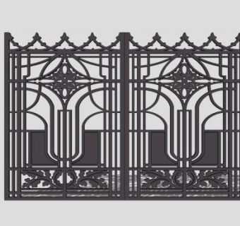 欧式花园铁艺栏杆大门SU模型下载_sketchup草图大师SKP模型
