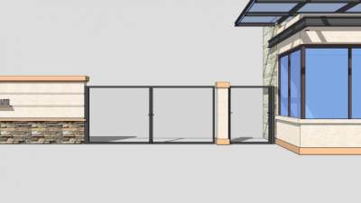 小区简易铁艺门SU模型下载_sketchup草图大师SKP模型