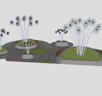 沿街休息场所街道景观雕塑SU模型下载_sketchup草图大师SKP模型