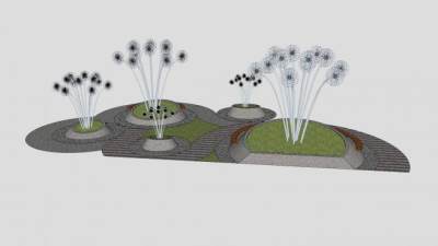 沿街休息场所街道景观雕塑SU模型下载_sketchup草图大师SKP模型