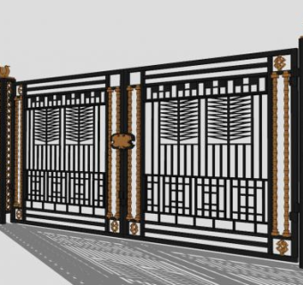 室外精美铁艺大门SU模型下载_sketchup草图大师SKP模型