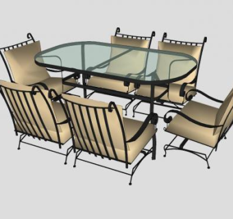 欧式铁艺室外桌椅SU模型下载_sketchup草图大师SKP模型
