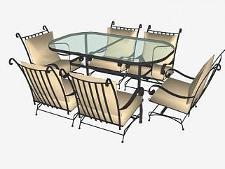 欧式铁艺室外桌椅SU模型下载_sketchup草图大师SKP模型