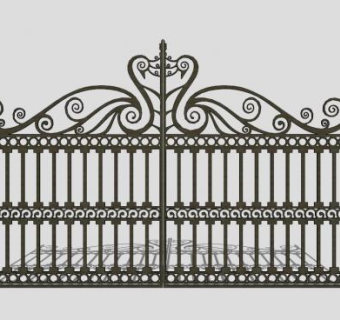 庭院精美铁艺大门SU模型下载_sketchup草图大师SKP模型