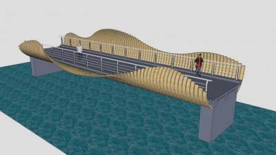 贝壳造型大桥桥梁SU模型下载_sketchup草图大师SKP模型