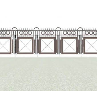 欧式围墙护栏SU模型下载_sketchup草图大师SKP模型