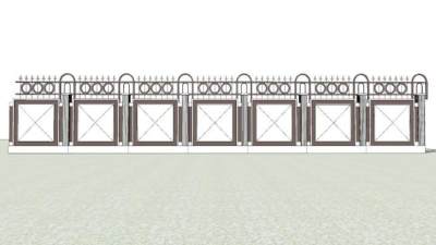 欧式围墙护栏SU模型下载_sketchup草图大师SKP模型