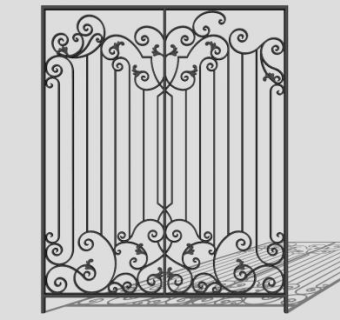 庭院精美铁艺门SU模型下载_sketchup草图大师SKP模型