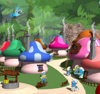 蓝精灵的蘑菇房SU模型下载_sketchup草图大师SKP模型