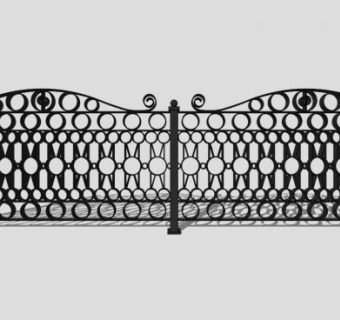 景区铁艺栏杆大门SU模型下载_sketchup草图大师SKP模型