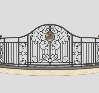 园区精美铁艺栏杆大门SU模型下载_sketchup草图大师SKP模型