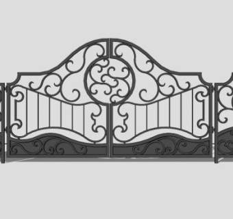 别墅庭院铁艺大门SU模型下载_sketchup草图大师SKP模型
