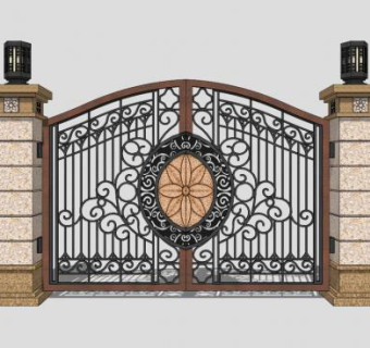 古典精致铁艺大门SU模型下载_sketchup草图大师SKP模型