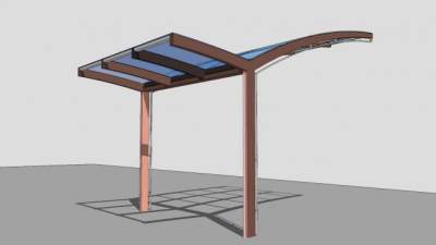 轻钢玻璃防雨棚顶SU模型下载_sketchup草图大师SKP模型